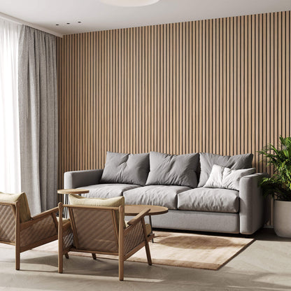 Painel Acústico Walleu 240 x 60cm | Carvalho Natural Feltro Preto