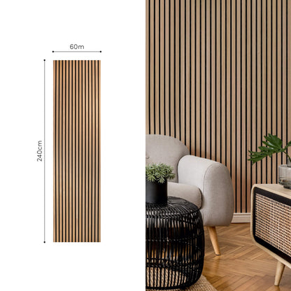 Painel Acústico Walleu 240 x 60cm | Carvalho Natural Feltro Preto