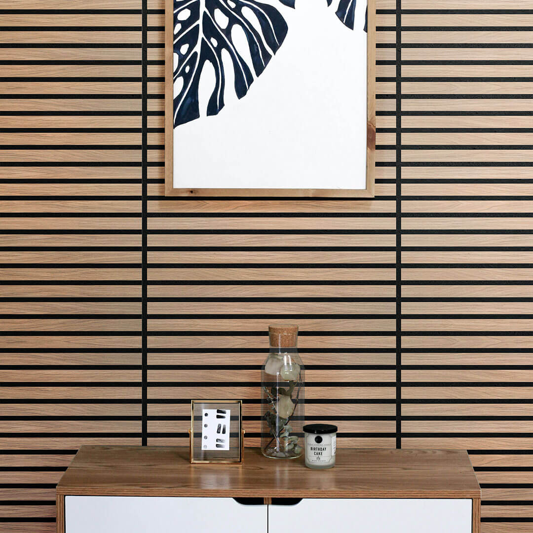 Painel Acústico Walleu 60 x 60cm | Carvalho Natural Feltro Preto