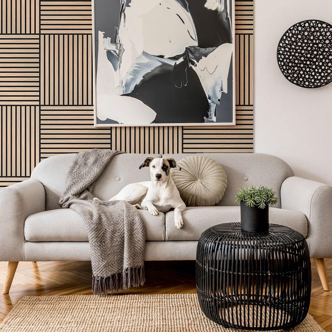 Painel Acústico Walleu 60 x 60cm | Carvalho Natural Feltro Preto