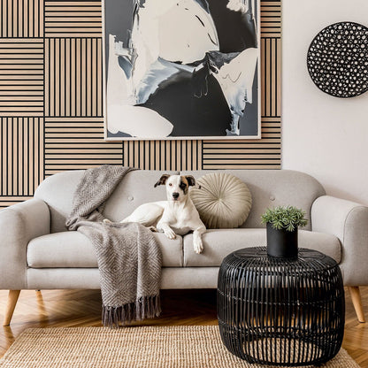 Painel Acústico Walleu 60 x 60cm | Carvalho Natural Feltro Preto