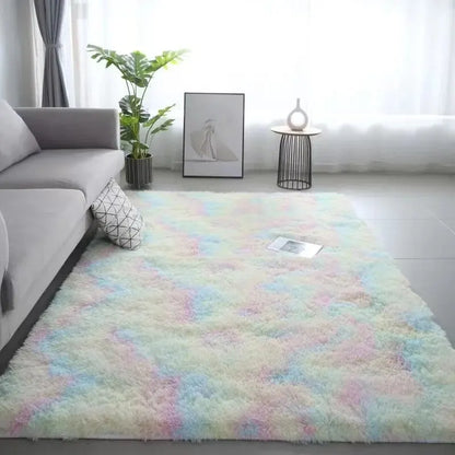 Weicher Teppich im Tie-Dye Design – Waschbarer, Rutschfester Teppich für Wohnzimmer & Schlafzimmer