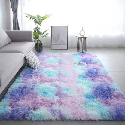 Weicher Teppich im Tie-Dye Design – Waschbarer, Rutschfester Teppich für Wohnzimmer & Schlafzimmer